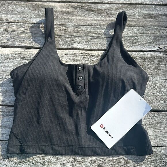 lululemon athletica Tops - Lululemon Align Ribbed Henley Tank Top Black Ribbed size 8 NWT